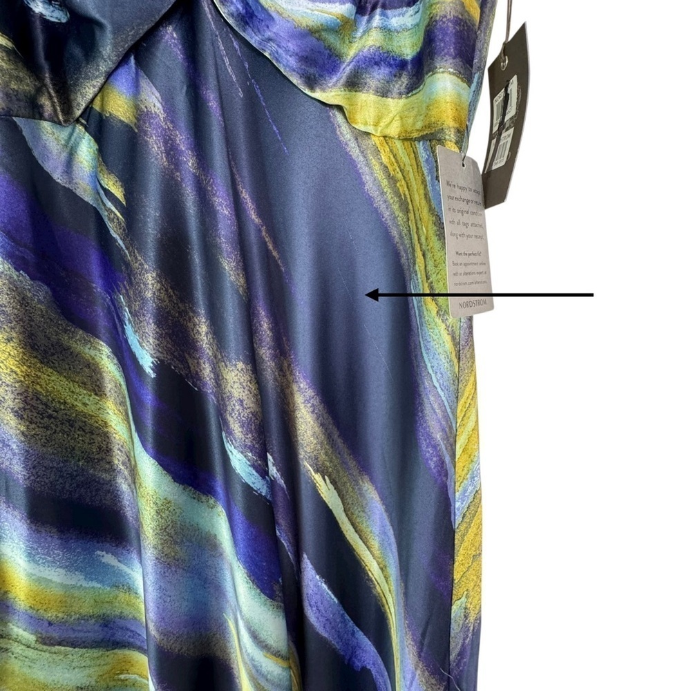 NWT Vince Camuto Abstract Print Knot Front Satin Halter Gown in Multi Size 8 - Picture 8 of 14